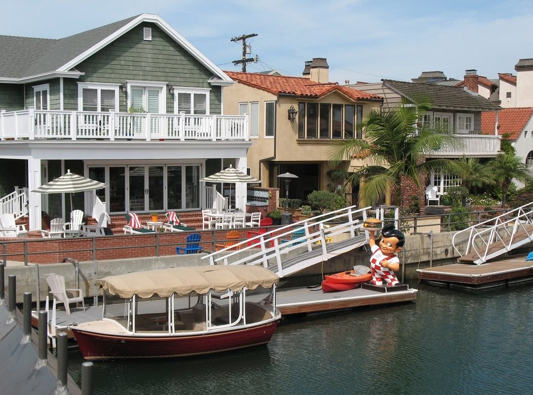 Homes along canal on Naples island Long Beach CA