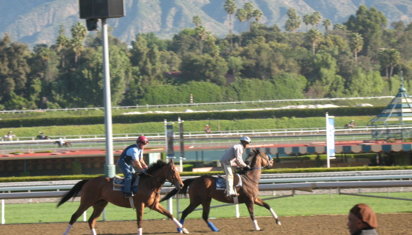 horses racing at Santa Anita track