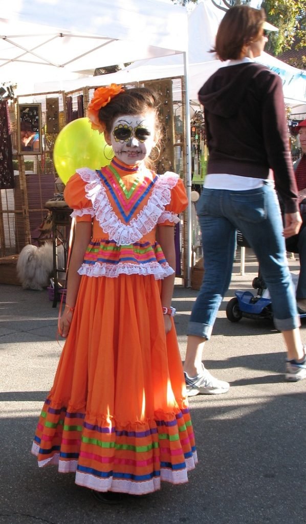 zombie girl in orange dress