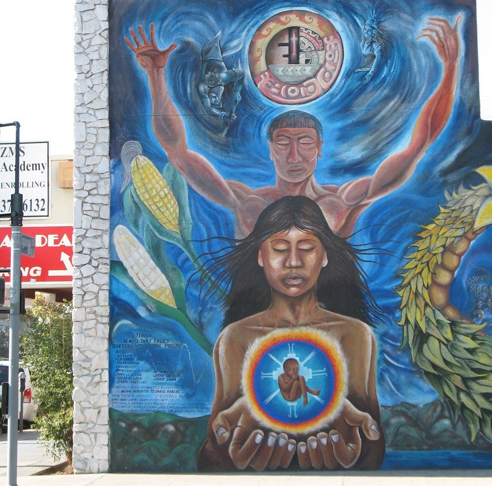 Maan Woman Child mural Highland Park