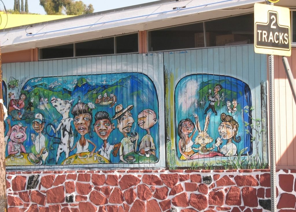 mural of everyday life Highland Park Los Angeles 2013