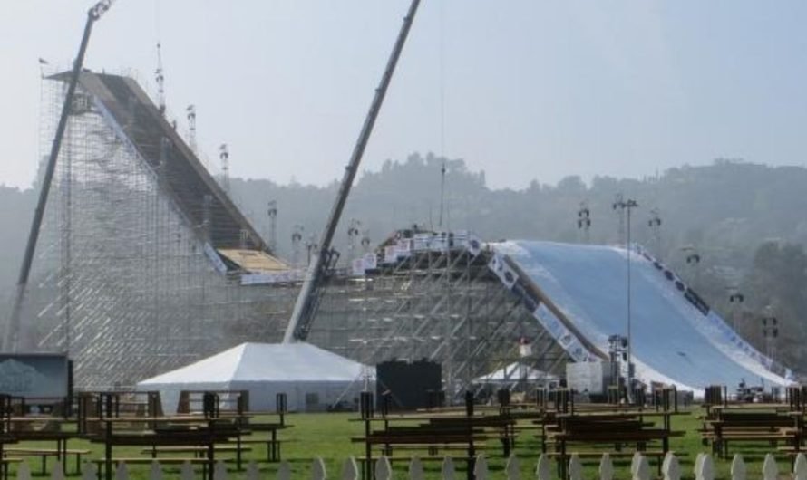 Wow! Shaun White’s Air & Style ski jump by the Rose Bowl is colossal!