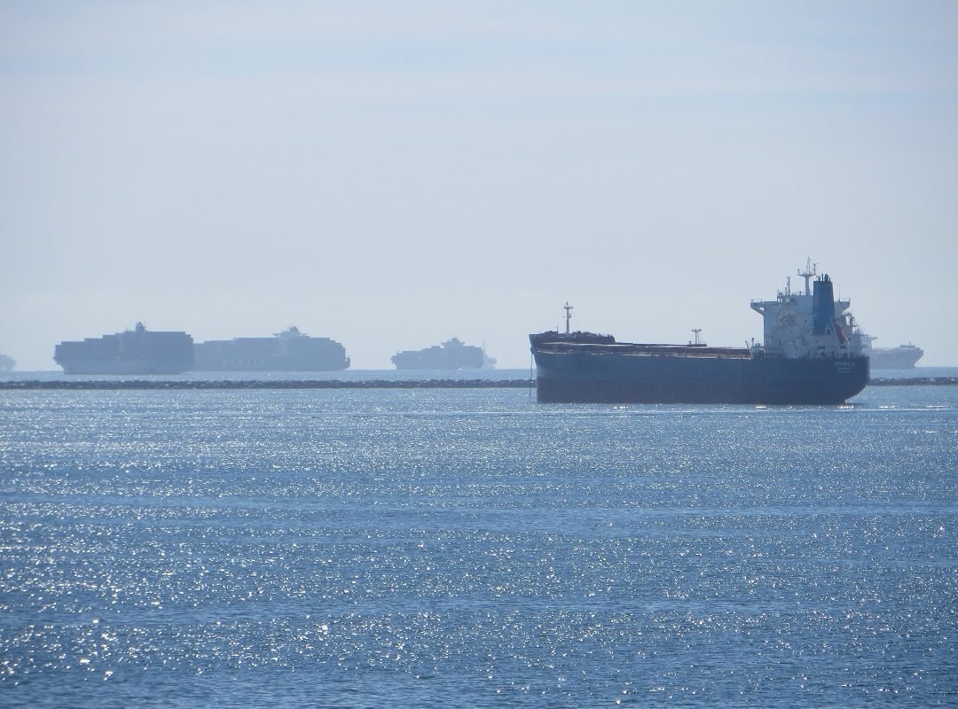 Oil tankers offshore 2015 Long Beach harbor