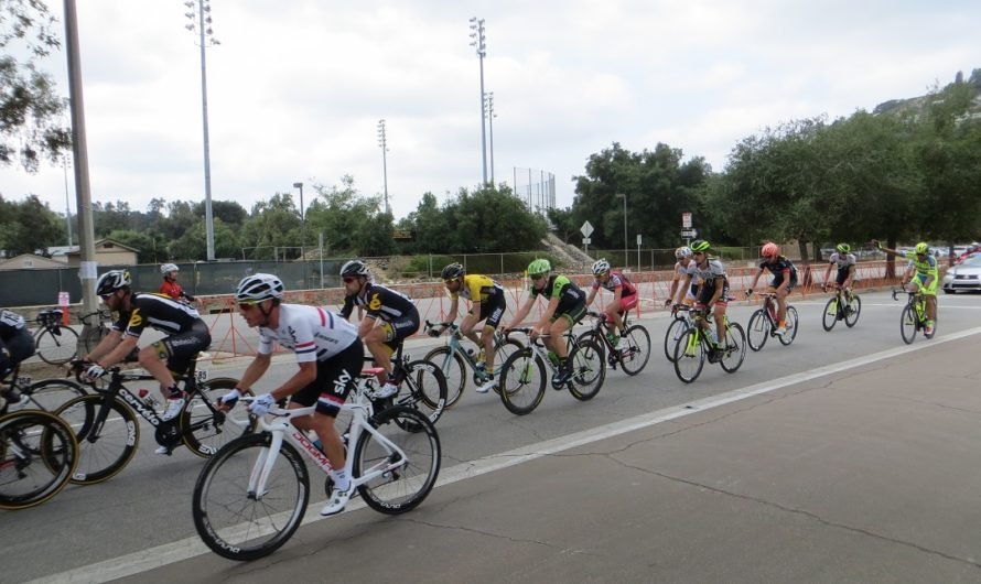 Tour of California cycling race to the finish by the Rose Bowl