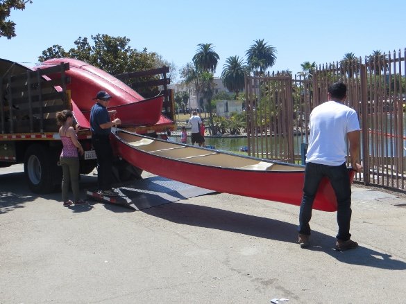 canoes to carry the floating balls