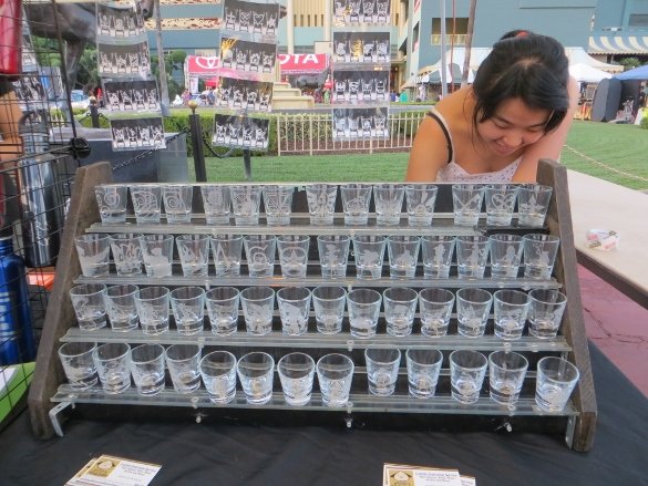 Engraved shot glasses at Night Market