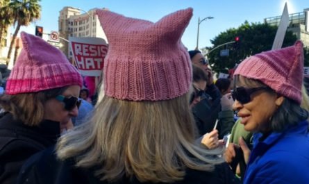 Pussy hats at Women's March Los Angeles 2017