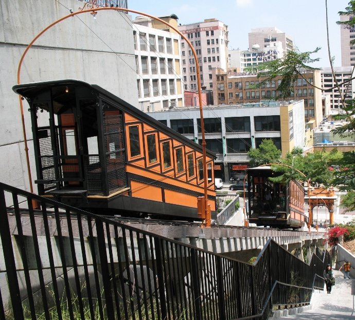 Angels Flight rail cars Los Angeles