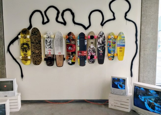 Shepard Fairey, skateboards, and plastic sugar skulls in Chinatown