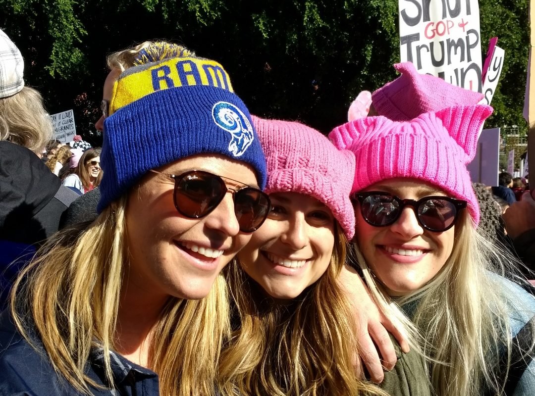 3 friends at Women's March Los Angeles