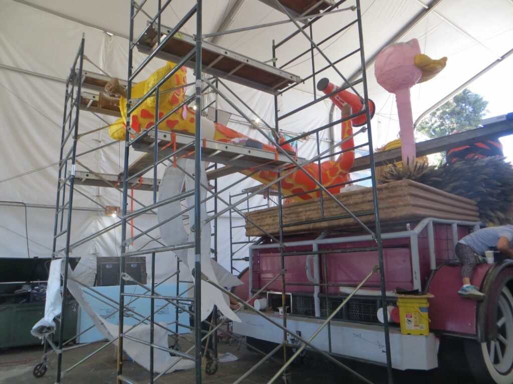 decorating the South Pasadena float
