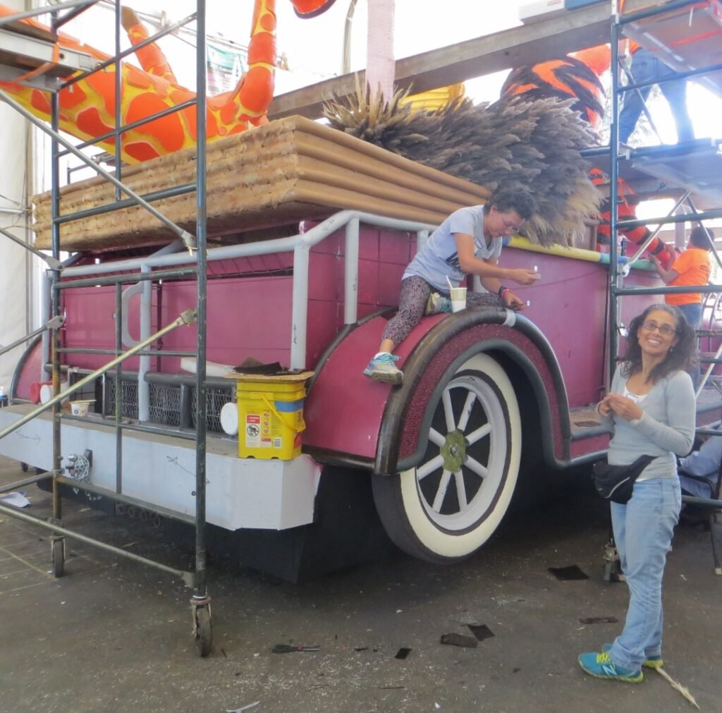woman decorating the South Pasadena float