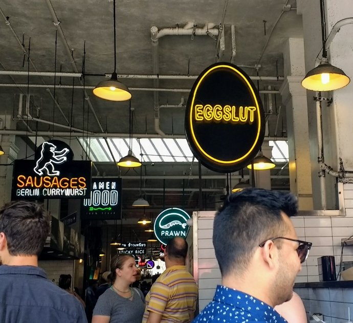 eggslut and Berlin currywurst at Grand Central Market Los Angeles